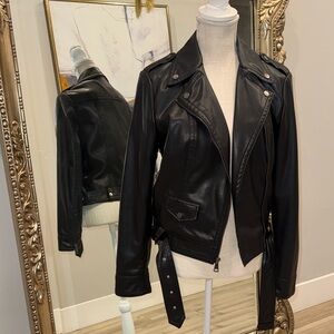 Express Sleek Black Leather Biker Jacket